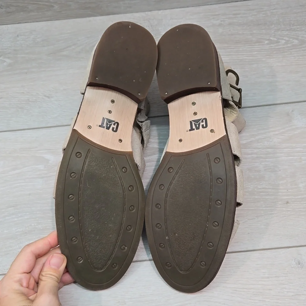 Caterpillar Women Leather Open Toe Heels Sandals shoes sz 10